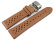 Breathable Perforated Light Brown Leather Watch Strap Butterfly clasp 22mm Steel