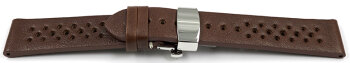 Breathable Perforated Dark Brown Leather XL Watch Strap...