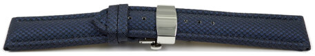 Watch strap padded HighTech textile look blue Butterfly Clasp 18mm 20mm 22mm 24mm