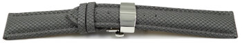 Watch strap padded HighTech textile look light grey Butterfly Clasp 18mm Steel