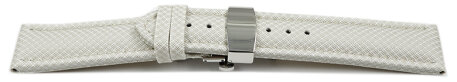 Watch strap padded HighTech textile look white Butterfly Clasp 18mm 20mm 22mm 24mm