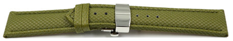 Watch strap padded HighTech textile look green Butterfly Clasp 18mm 20mm 22mm 24mm