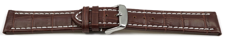 Watch strap - Genuine leather - Croco print - dark brown