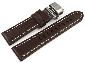 BrownLeather Watch Strap Butterfly Clasp Miami without...
