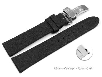 Black Vegan Quick Release Pineapple Watch Strap Foldover Clasp 14mm 16mm 18mm 20mm 22mm