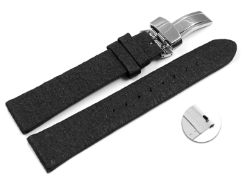 Black Vegan Quick Release Pineapple Watch Strap Foldover...