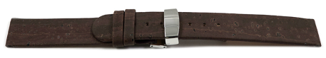 Vegan Quick Release Cork Foldover Clasp Dark Brown Watch Strap 12mm 14mm 16mm 18mm 20mm 22mm