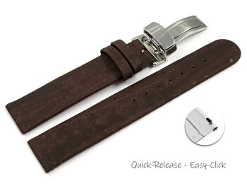 Vegan Quick Release Cork Foldover Clasp Dark Brown Watch...