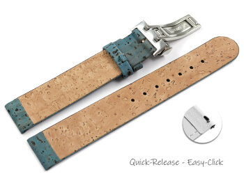 Vegan Quick Release Cork Foldover Clasp Pavone Watch Strap 12mm 14mm 16mm 18mm 20mm 22mm