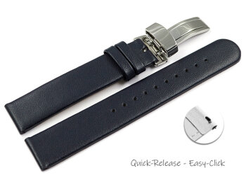 Vegan Quick Release Apple Fibre Dark Blue Watch Strap Foldover Clasp 12mm 14mm 16mm 18mm 20mm 22mm