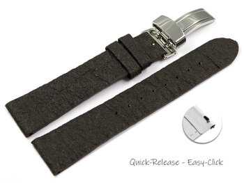 Dark Brown Vegan Quick Release Pineapple Watch Strap Foldover Clasp 14mm 16mm 18mm 20mm 22mm