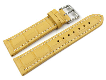 Watch strap - Genuine leather - Croco print - yellow