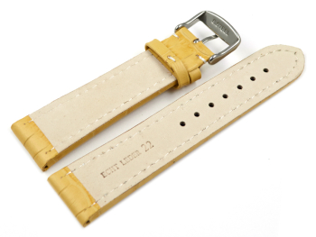 Watch strap - Genuine leather - Croco print - yellow