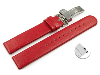 Vegan Quick Release Apple Fibre Red Watch Strap Foldover Clasp 18mm Steel