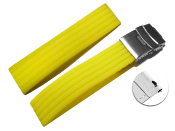 Quick Release Deployment clasp Silicone Rubber Stripes Waterproof yellow 18mm 20mm 22mm 24mm