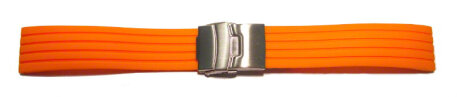 Quick Release Deployment clasp Silicone Rubber Stripes Waterproof orange 18mm 20mm 22mm 24mm