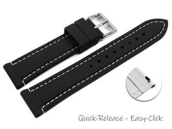 Quick Release Black Silicone Watch Strap with White...