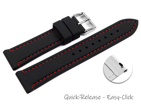 Quick Release Black Silicone Watch Strap with Red...