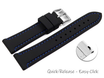 Quick Release Black Silicone Watch Strap with Blue...
