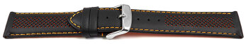 Two-coloured Black-Orange Perforated Leather Watch Strap...