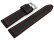 Black Silicone Leather Hybrid Watch Strap with red stitch 18mm 20mm 22mm