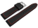 Black Silicone Leather Hybrid Watch Strap with red stitch 18mm 20mm 22mm