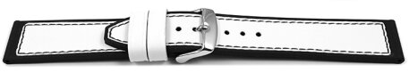 White Black Silicone Leather Hybrid Watch Strap 18mm 20mm 22mm
