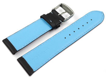 Two-coloured Black-Light blue Perforated Leather Watch Strap 18mm 20mm 22mm