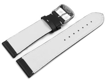 Two-coloured Black-White Perforated Leather Watch Strap 18mm 20mm 22mm