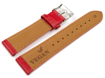 Red Vegan Grain Watch Strap lightly padded 12-22 mm