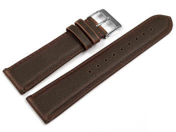 Dark Brown Vegan Grain Watch Strap lightly padded 12-22 mm