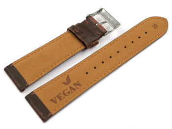 Dark Brown Vegan Grain Watch Strap lightly padded 12-22 mm