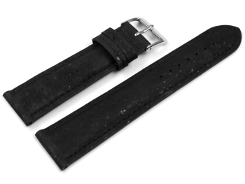 Black Vegan Cork Lightly padded Watch Strap 14mm 16mm 18mm 20mm 22mm