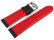Two-coloured Black-Red Perforated Leather Watch Strap 22mm Steel