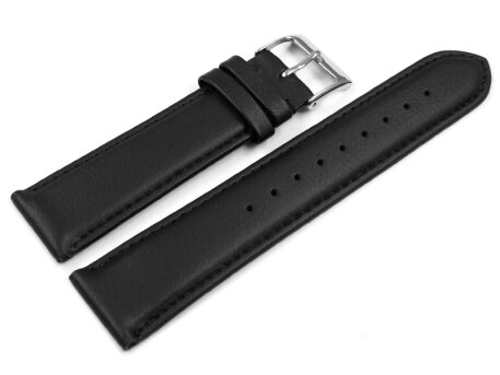 Black Vegan Grain Watch Strap lightly padded 18mm Steel