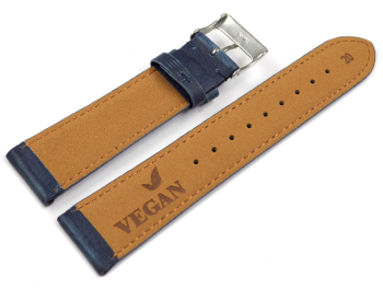 Blue Vegan Grain Watch Strap lightly padded 22mm Steel