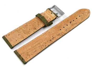 Avocado Vegan Cork Lightly padded Watch Strap 22mm Steel