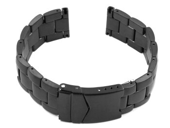 Solid Stainless Steel watch band - Deployment - brushed - black