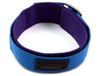 Genuine Casio Blue and Violet Cloth Watch Band for DW-5600THS-1 with hook and loop fastener