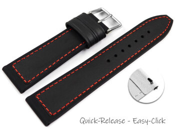 Quick Release Black Silicone Leather Hybrid Watch Strap...
