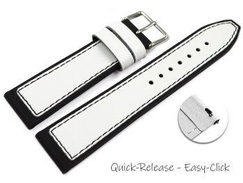 Quick Release White Black Silicone Leather Hybrid Watch...