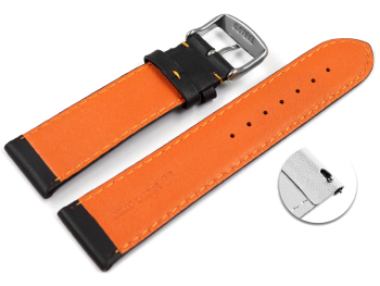 Quick Release Two-coloured Black-Orange Perforated Leather Watch Strap 18mm 20mm 22mm