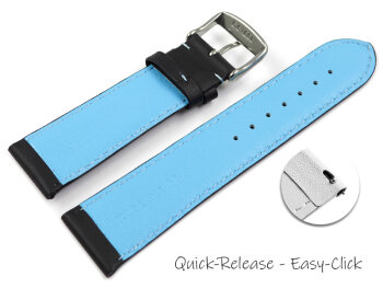 Quick Release Two-coloured Black-Light blue Perforated Leather Watch Strap 18mm 20mm 22mm