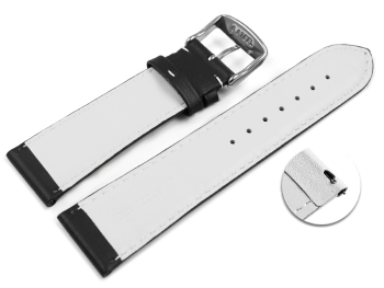 Quick Release Two-coloured Black-White Perforated Leather Watch Strap 18mm 20mm 22mm