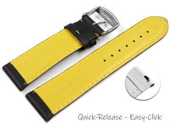 Quick Release Two-coloured Black-Yellow Perforated Leather Watch Strap 18mm 20mm 22mm
