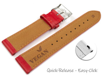 Quick Release Red Vegan Grain Watch Strap lightly padded 12-22 mm