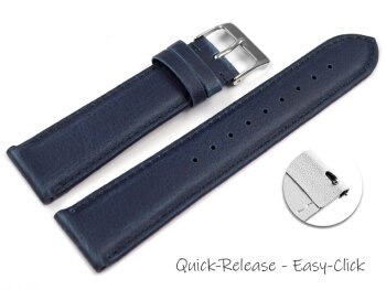 Quick Release Blue Vegan Grain Watch Strap lightly padded...
