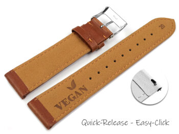 Quick Release Light Brown Vegan Grain Watch Strap lightly padded 12-22 mm