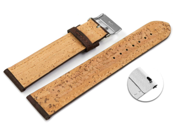 Quick Release Dark Brown Vegan Cork Lightly padded Watch Strap 14mm 16mm 18mm 20mm 22mm