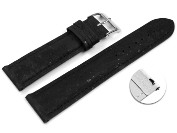 Quick Release Black Vegan Cork Lightly padded Watch Strap 14mm 16mm 18mm 20mm 22mm